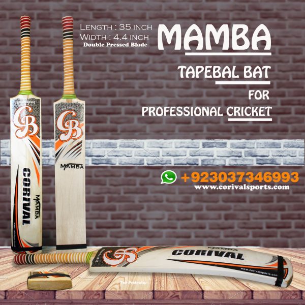 CB Mamba Rawlakot Wood Tape Ball Cricket Bat Guaranteed Bats ☑️Length: 35 inch ☑️Width : 4.4 inch ☑️Weight : 800 to 850 grams ☑️Double Pressed Wood ( Full combination for Smashing) ☑️Full Cane Handle Super comfortable Grip Call | Whatsapp | inbox +923037346993 www.corivalsports.com jawadzafar@corivalsports.com